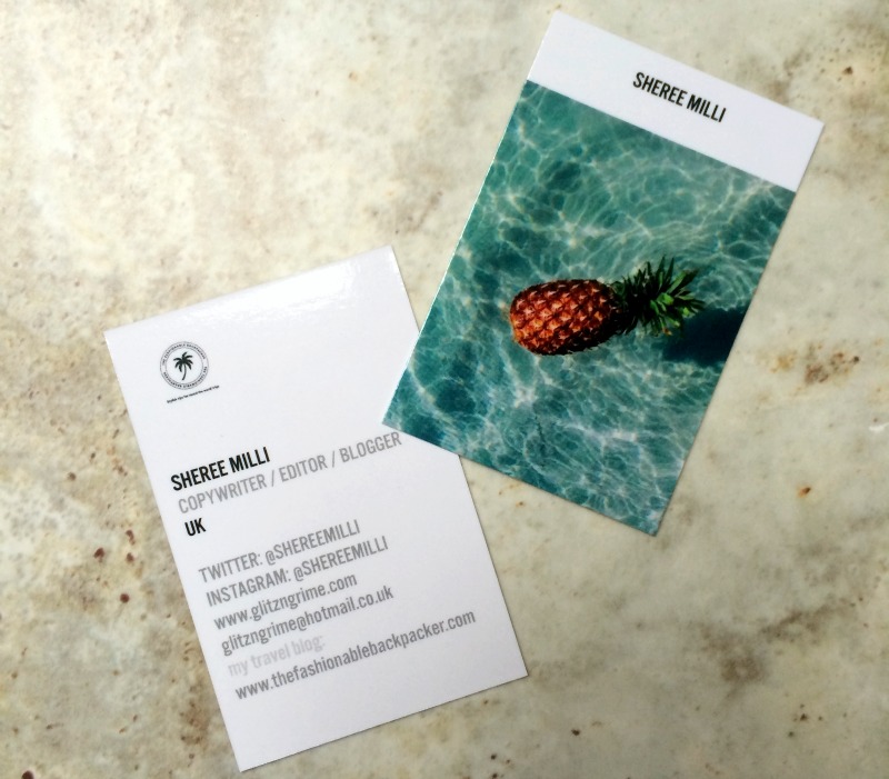 business card travel blogger