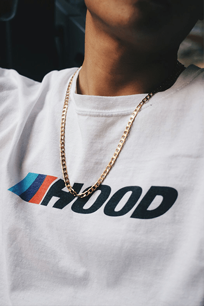 hoodlad white hood log t-shirt